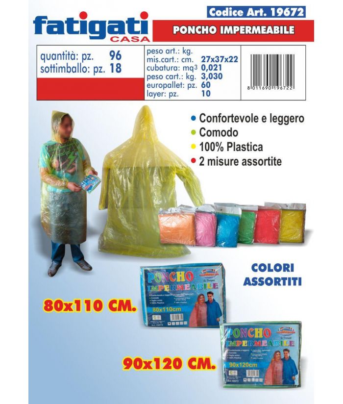 B3-19672 IMPERMEABILE PONCHO 90x120+80x1